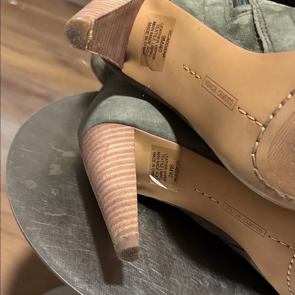 Pre-owne Vince Camuto olive green Suede Peep-Toe Boots - Picture 10 of 15